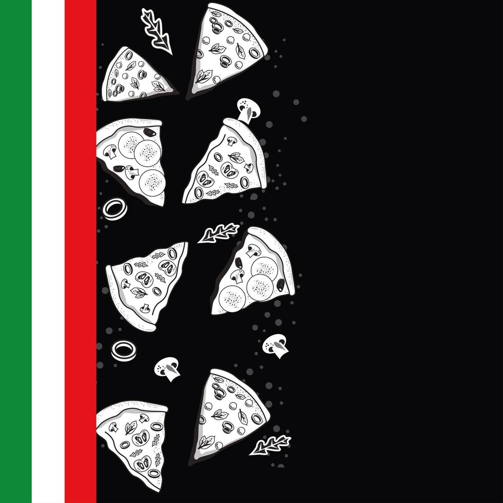 italian flag and pizzas vector
