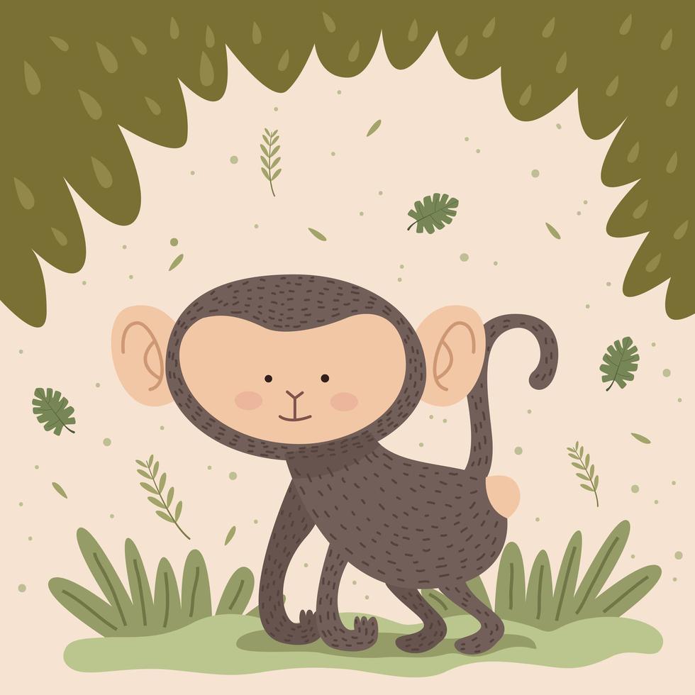 cute monkey in jungle vector