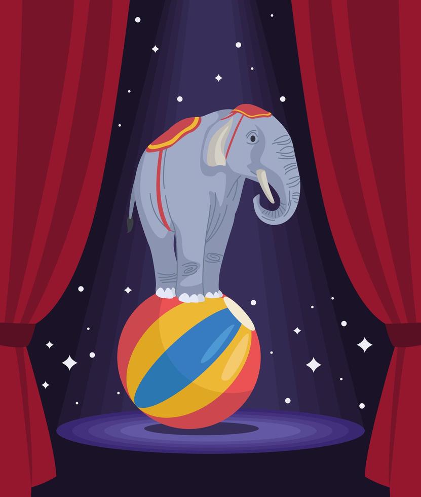 elefante de circo en globo vector