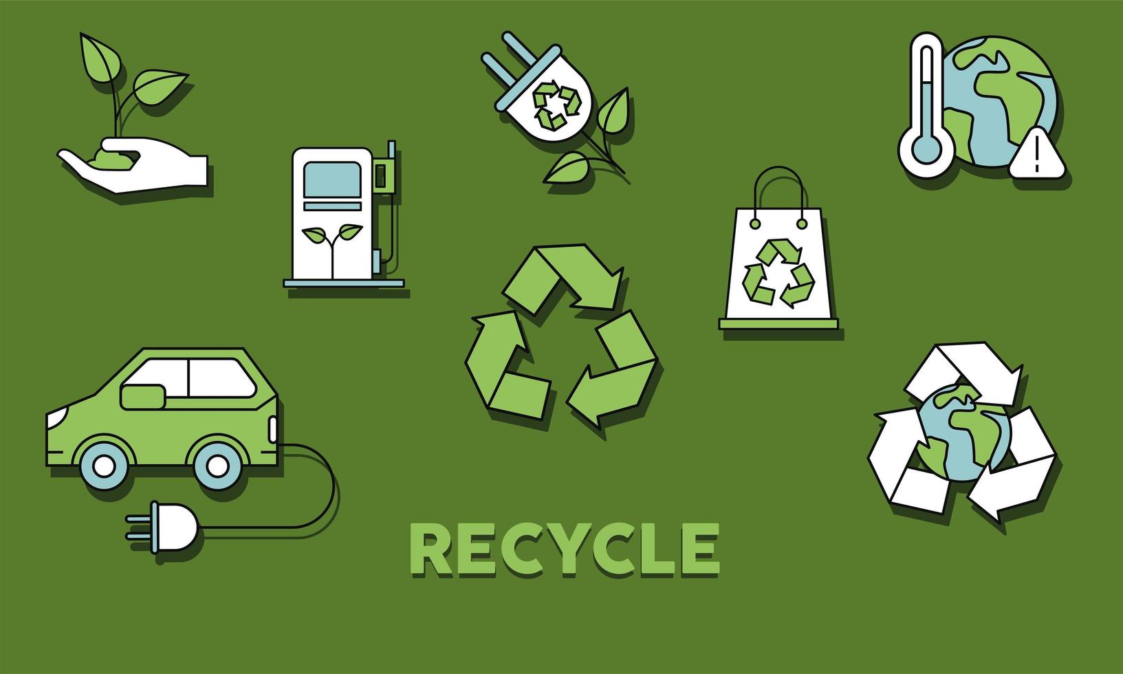 reciclar iconos de ecología vector