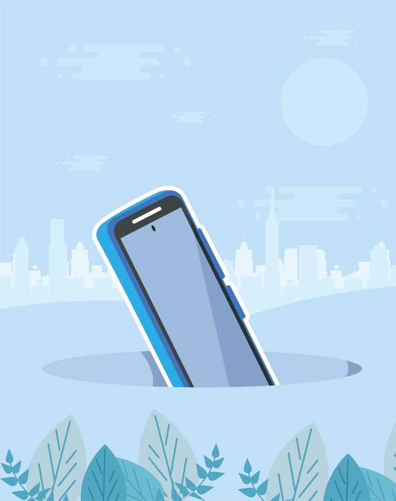 smartphone in hole vector