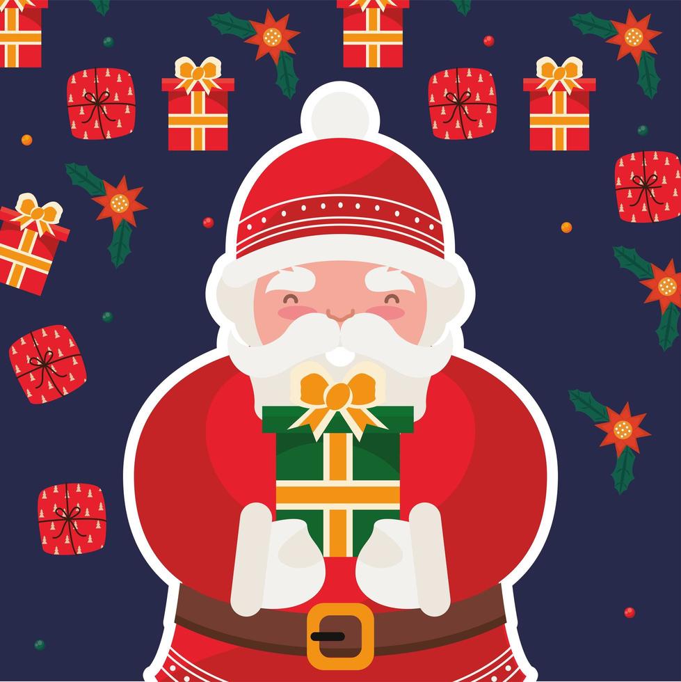 santa claus with gift vector