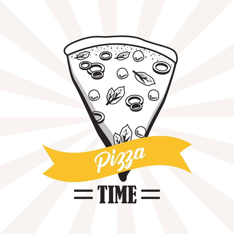 pizza portion and ribbon vector