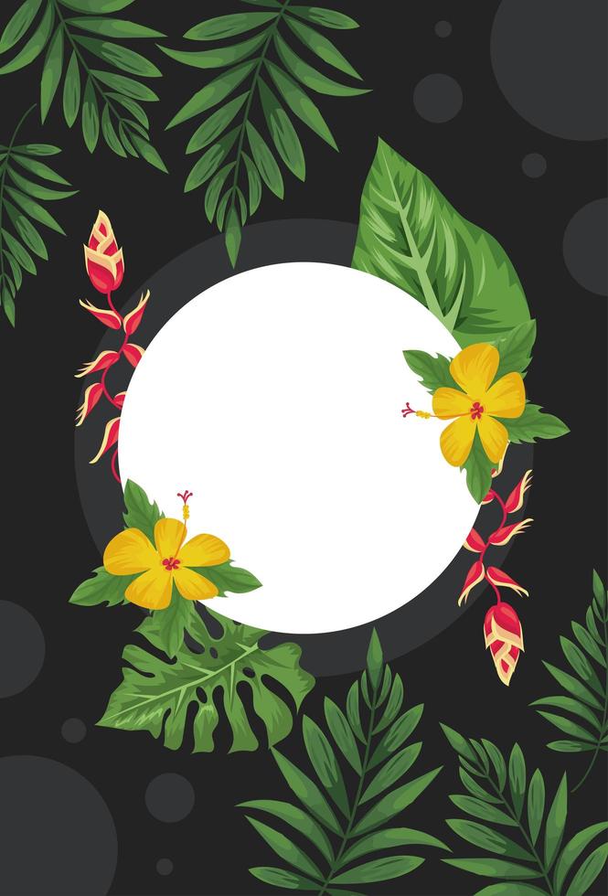 exotic plants circular frame vector