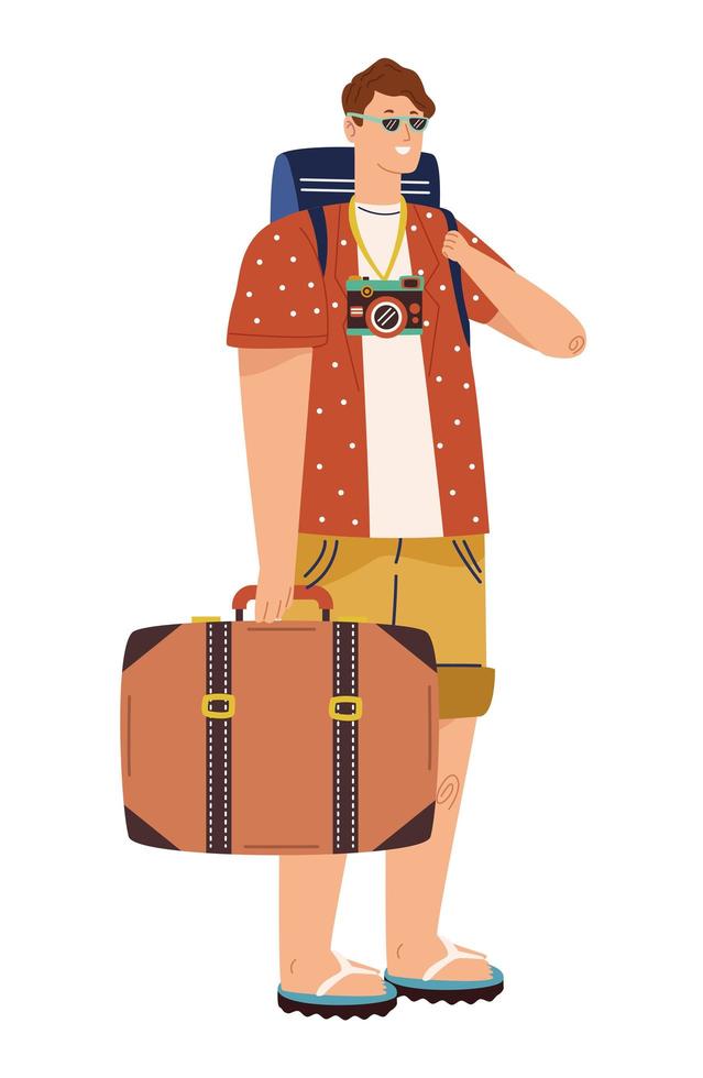 tourist man with camera vector