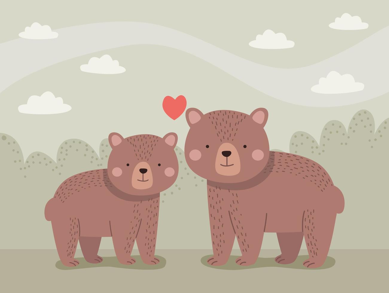 cute bears family vector