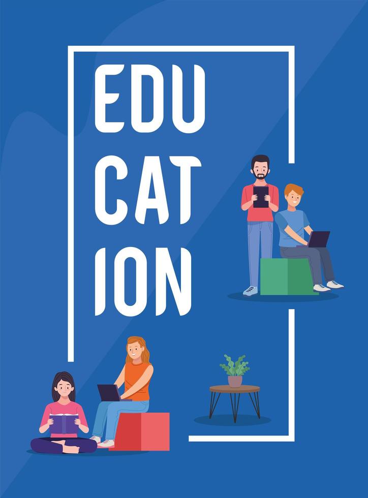 cartel de educación en línea vector