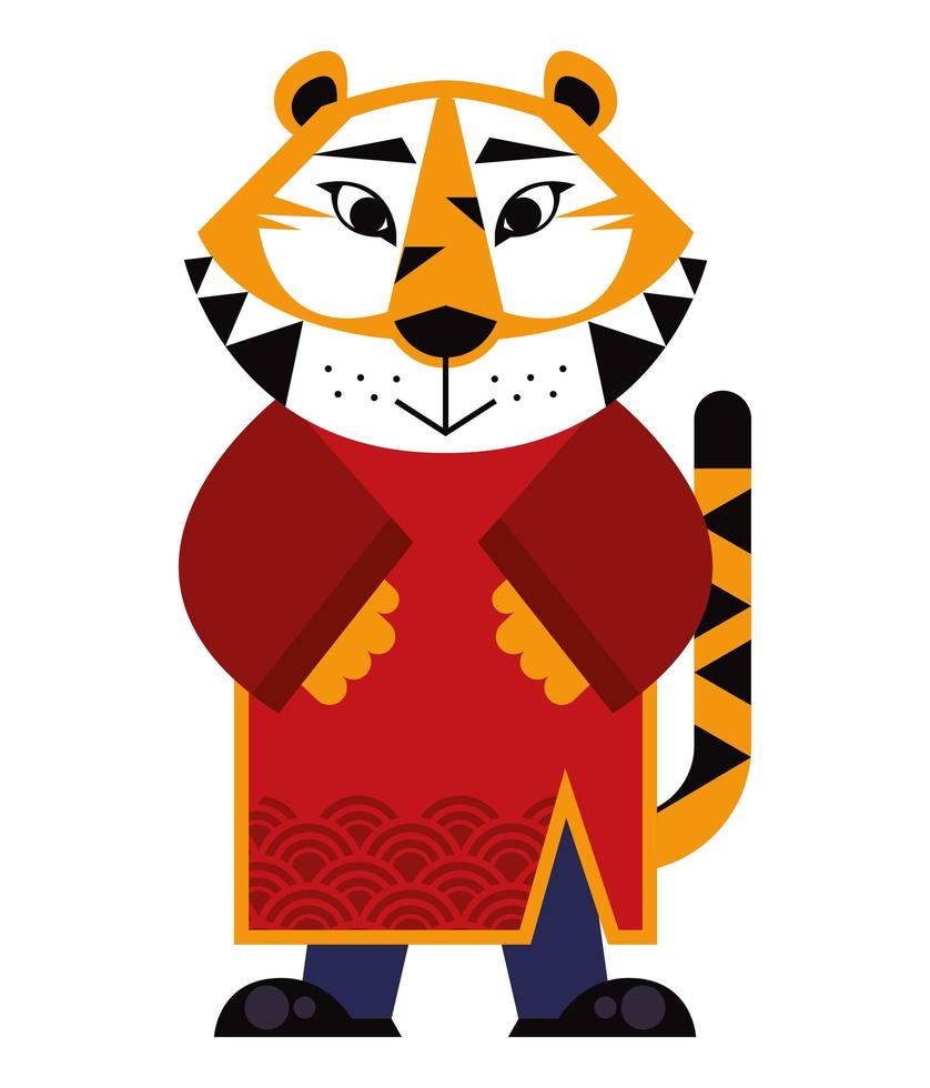 tigre chino con kimono vector