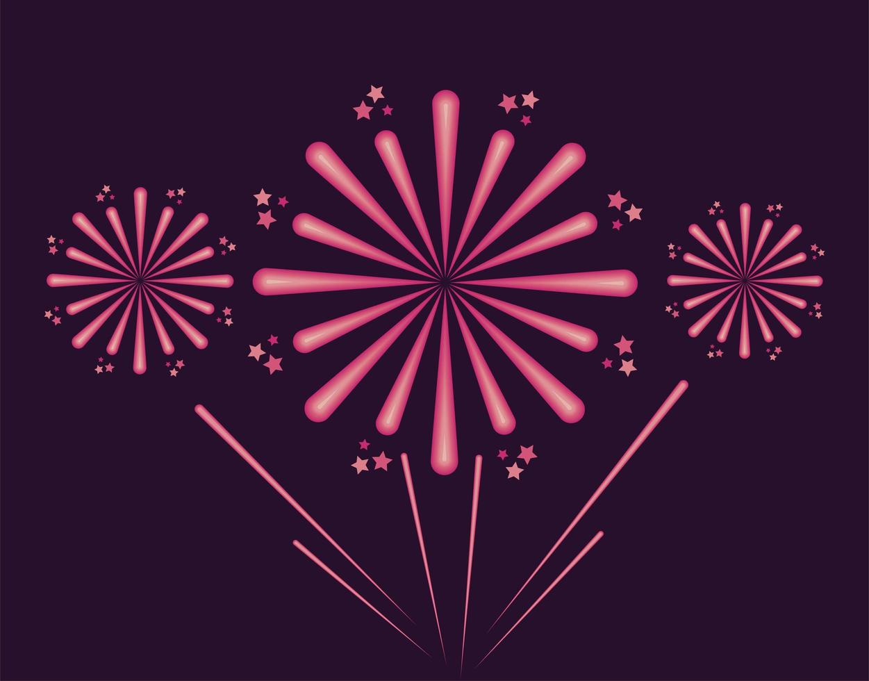 pink fireworks explosion icons vector