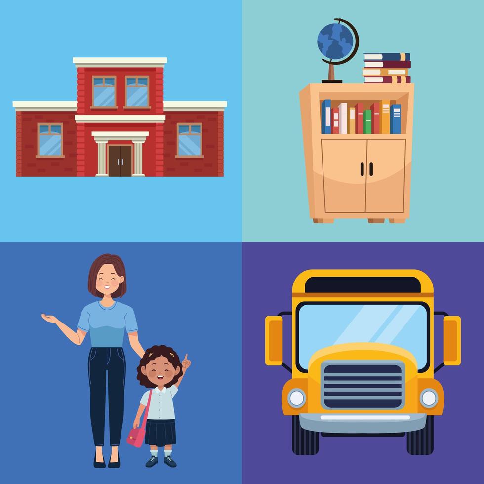 four back to school icons vector