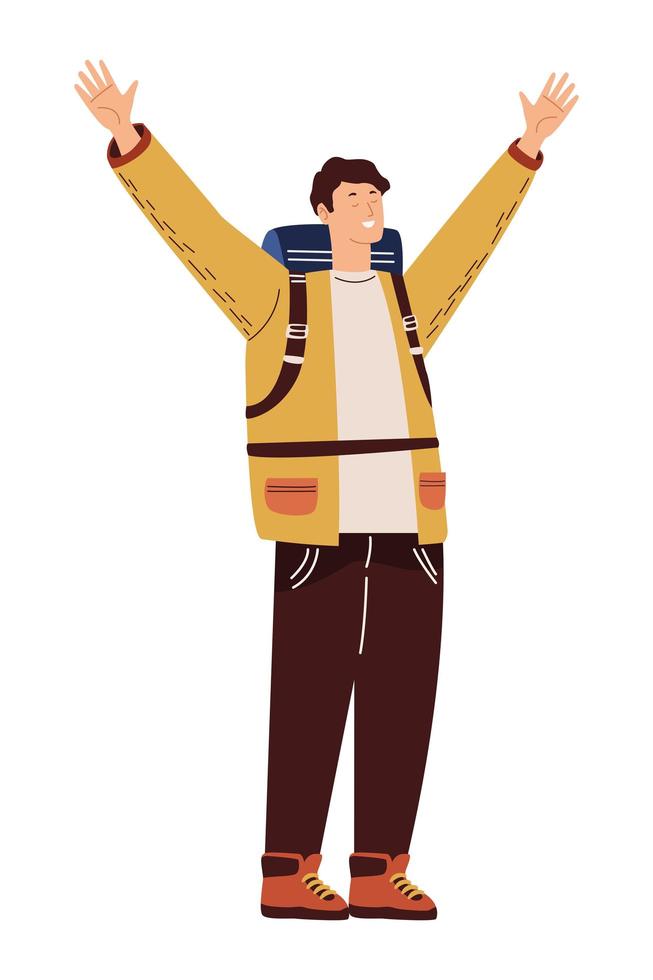 male traveler celebrating vector