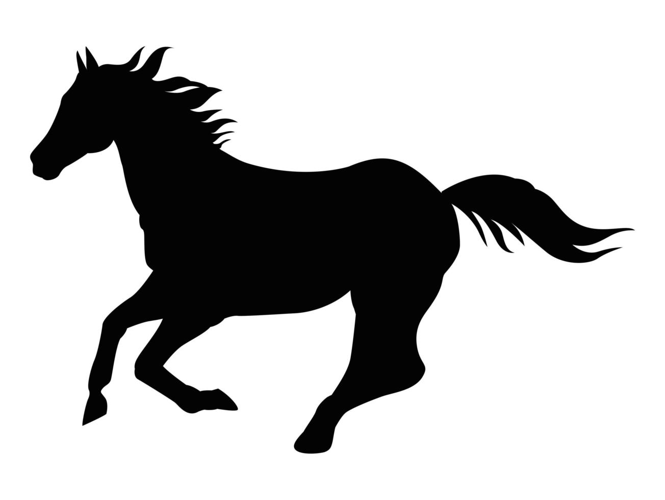 horse running silhouette vector