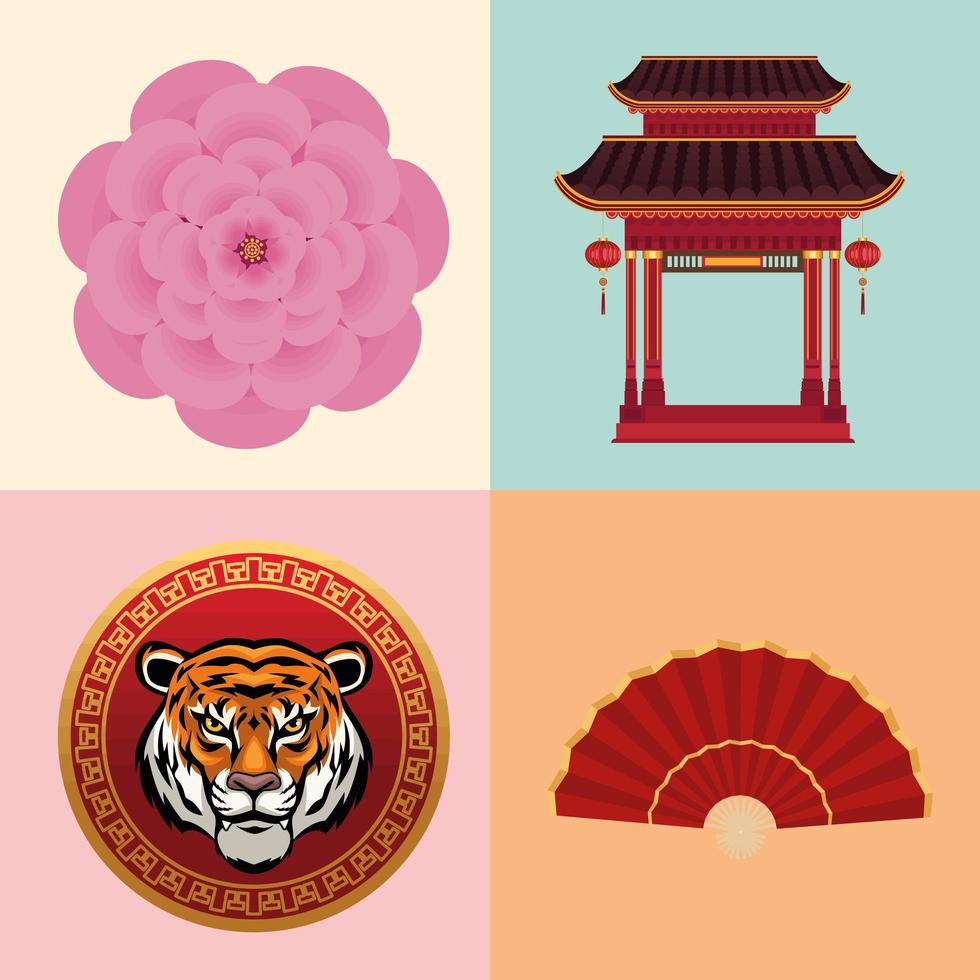 four chinese new year icons vector