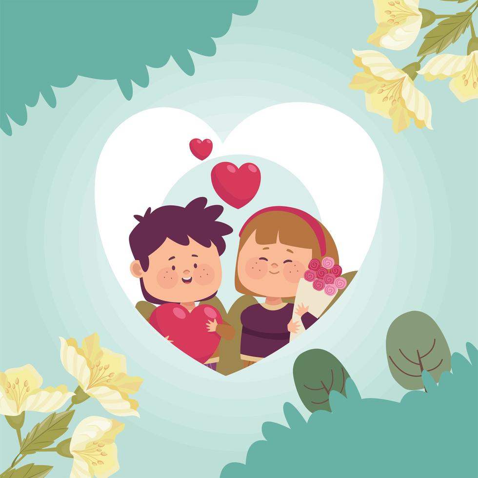 lovers couple in heart vector