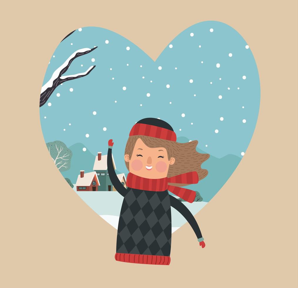 woman wearing winter clothes vector