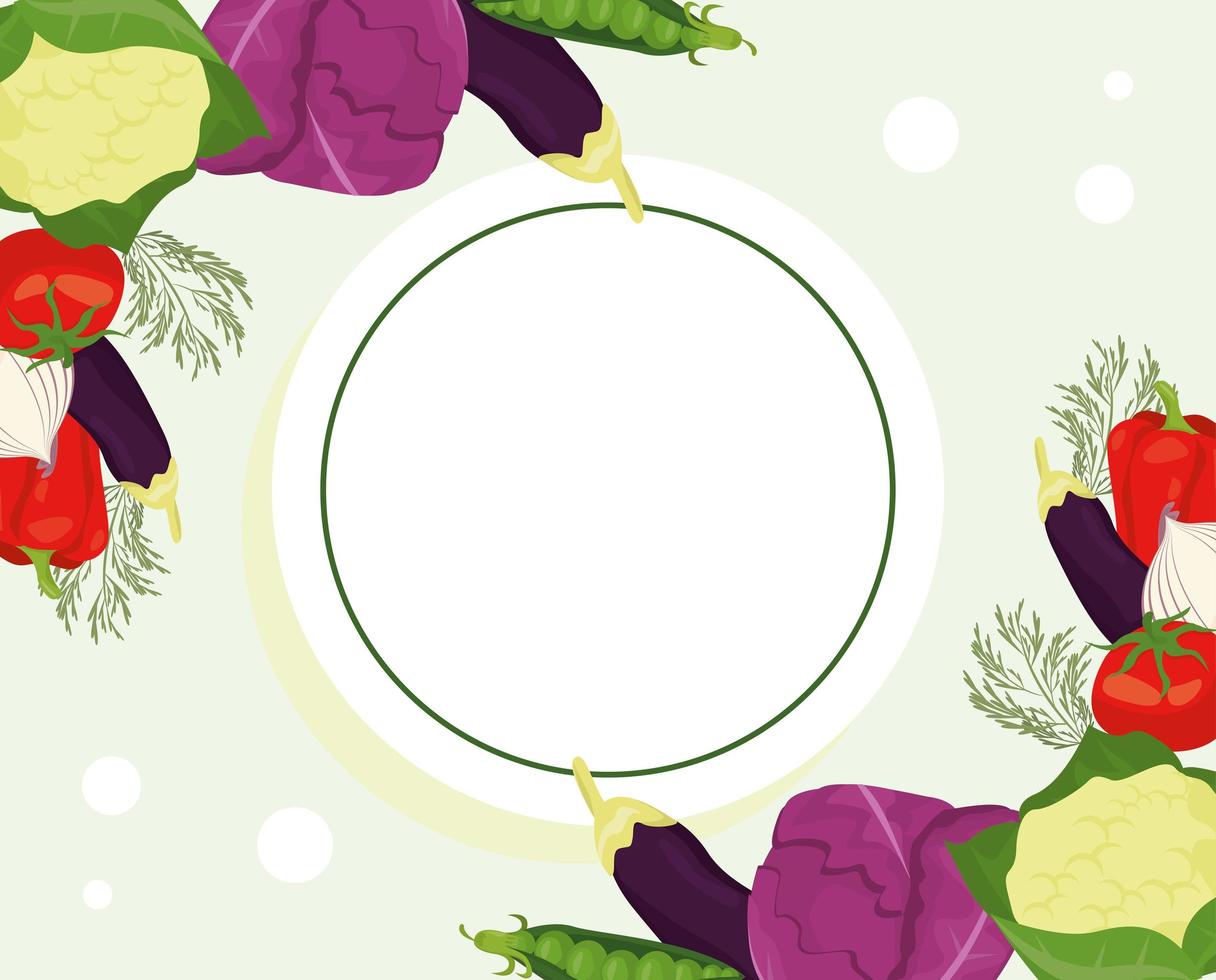 fresh vegetables in circle vector