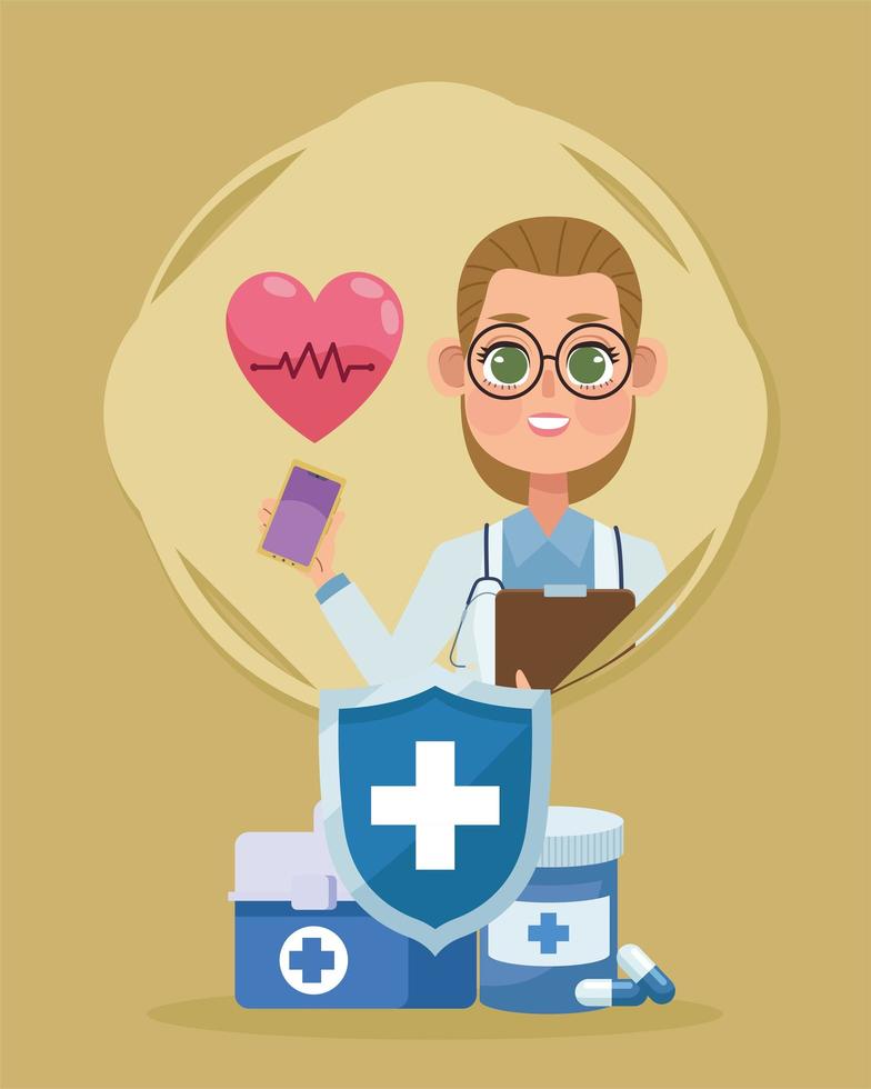 doctora e iconos vector