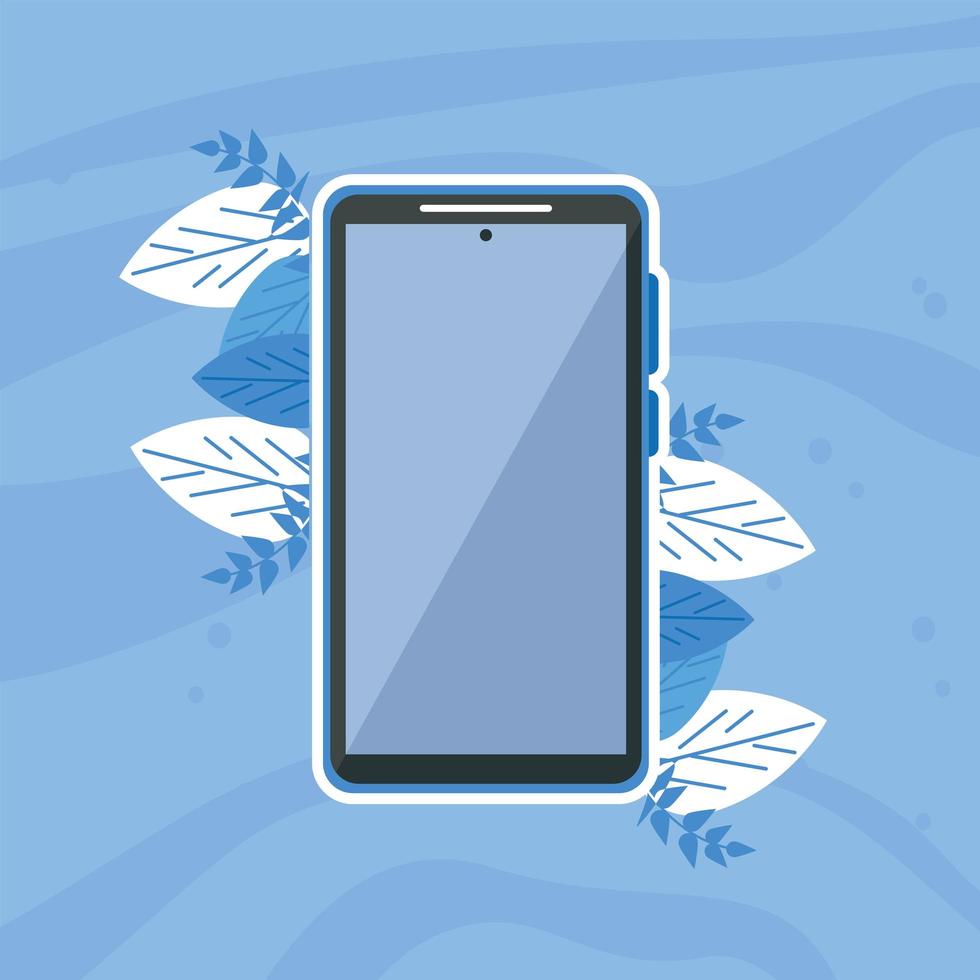smartphone with leafs vector
