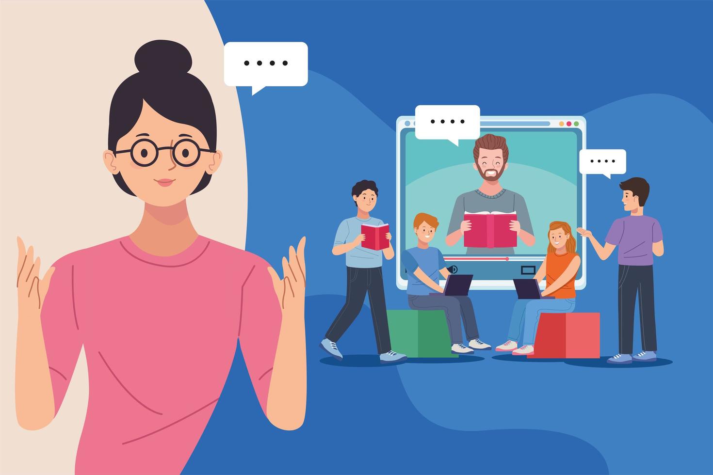education online theme vector