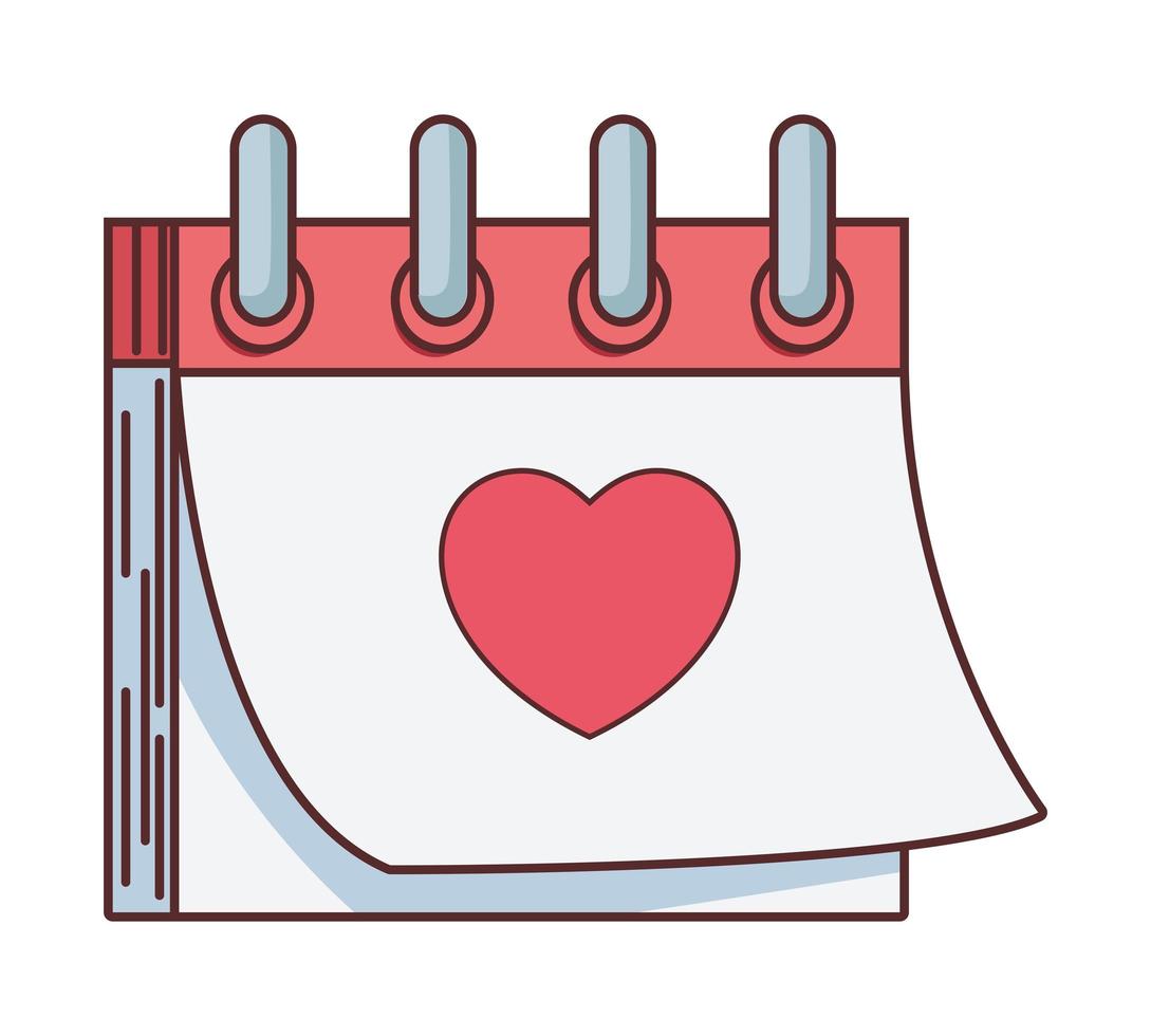 calendario con corazón de amor vector