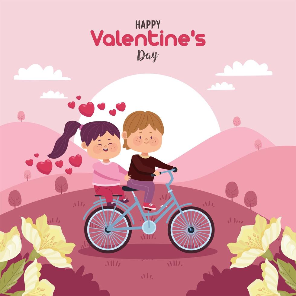 lovers couple in bicycle vector