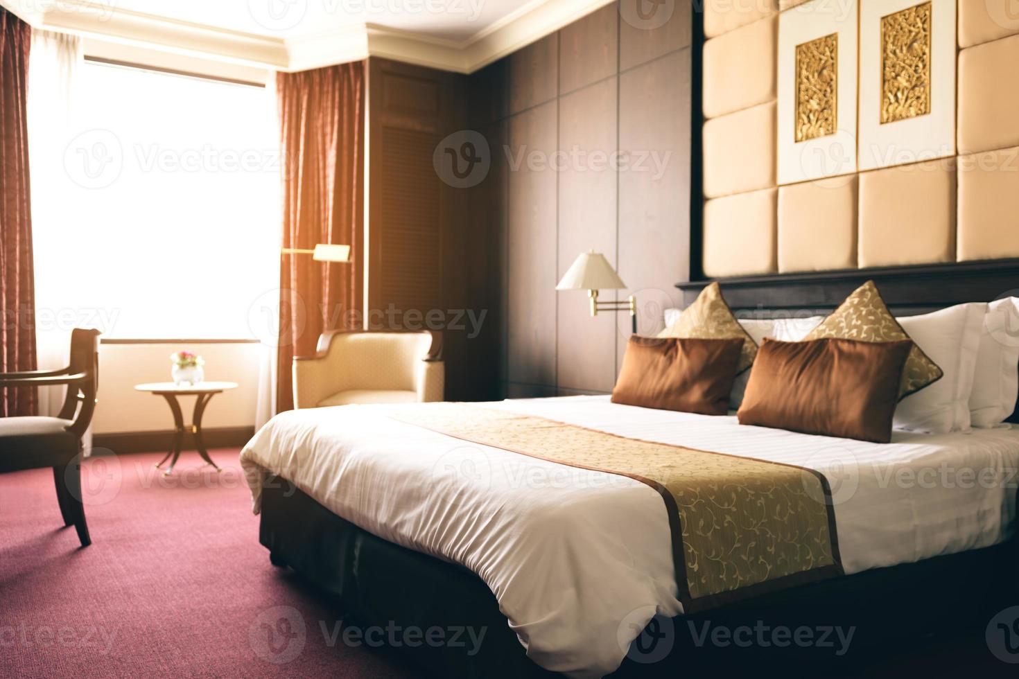 Hotel luxury room with modern interior. photo