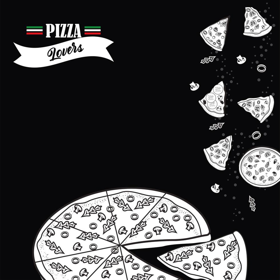 amantes de la pizza postal vector