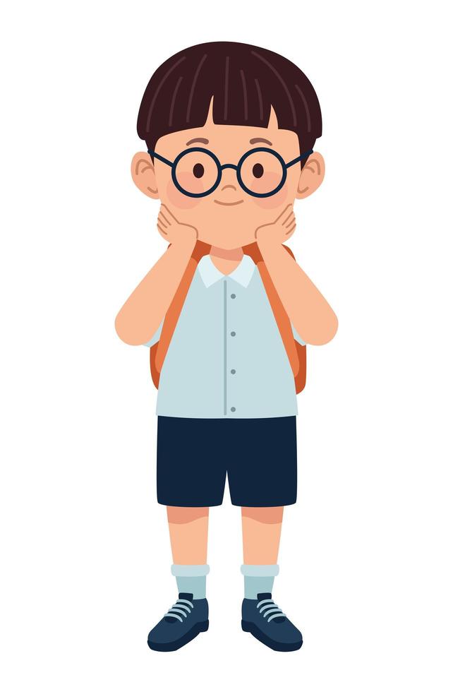 little schoolboy with glasses vector