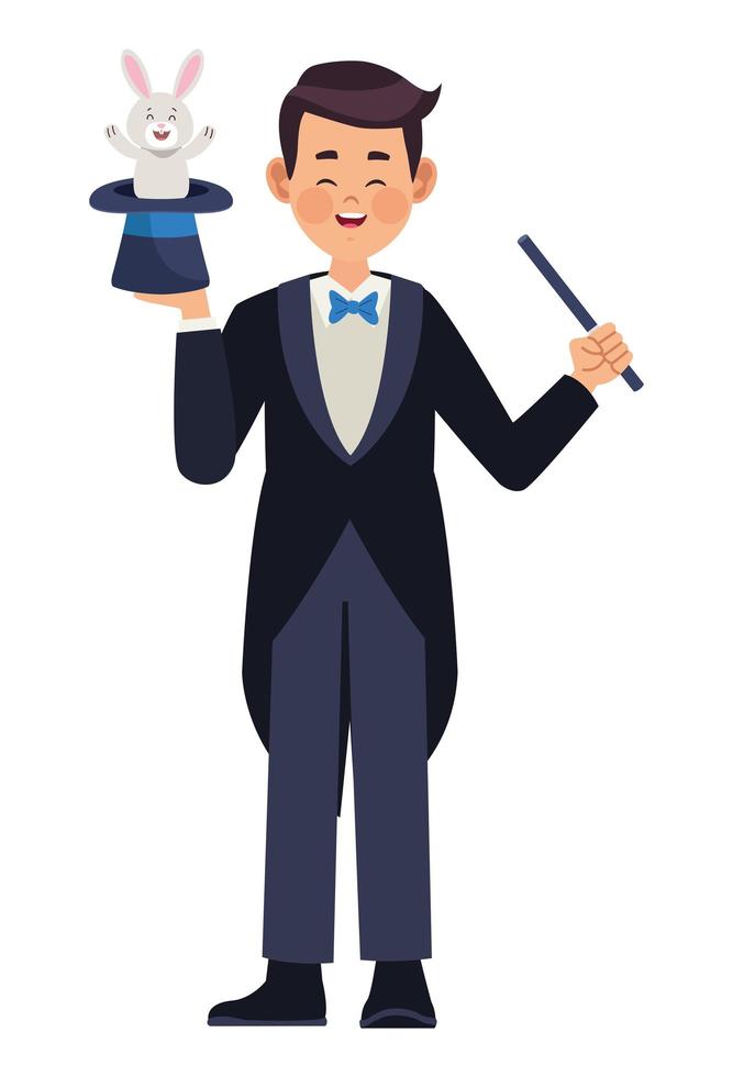 magician with rabbit vector