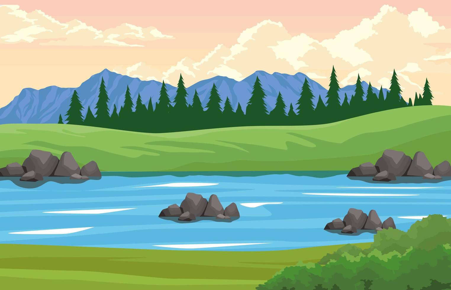 river in wanderlust scene vector