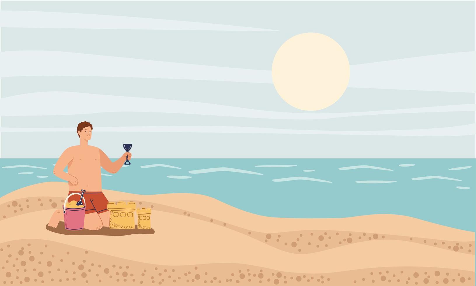 man on the beach vector