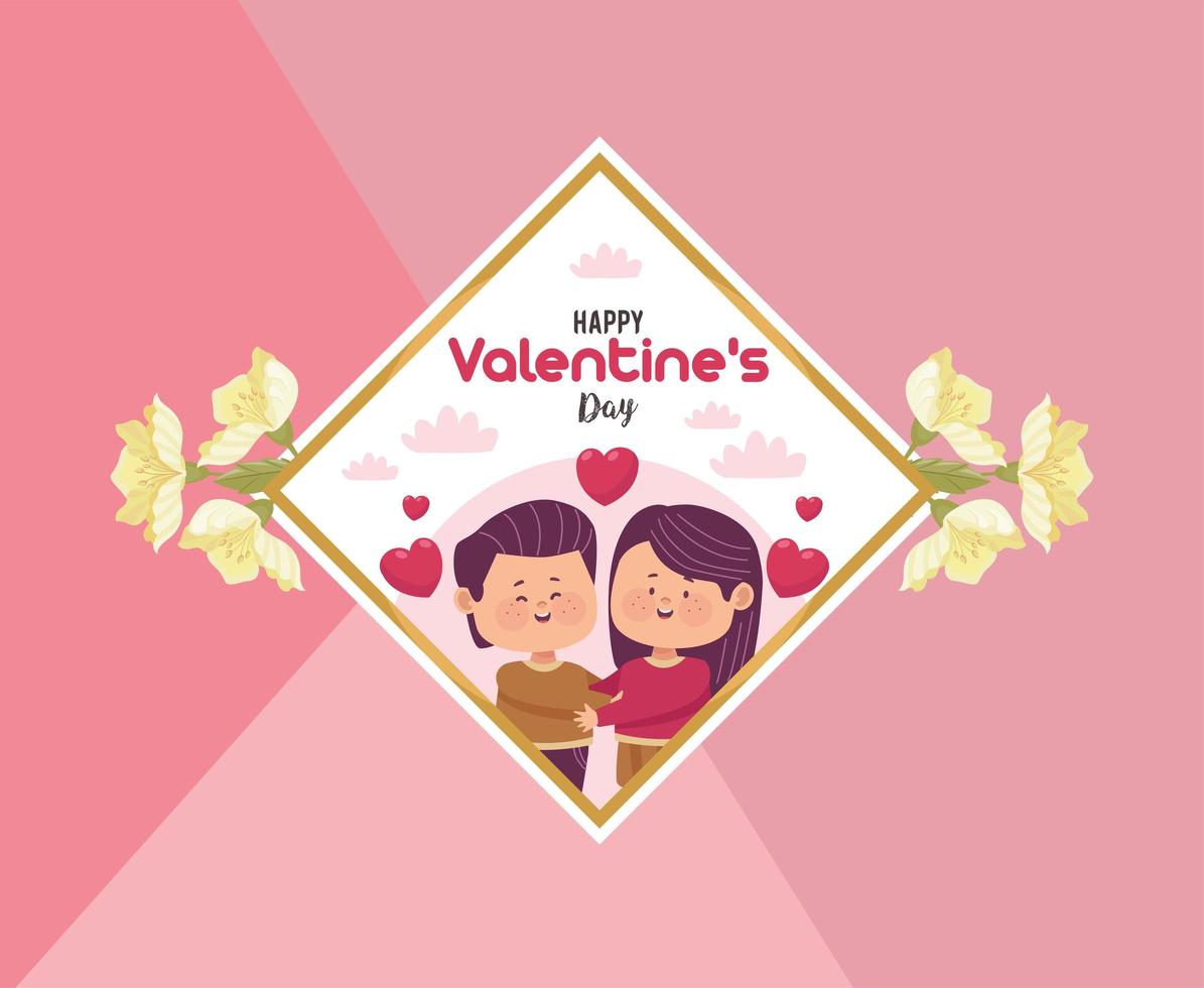 lovers with flowers vector