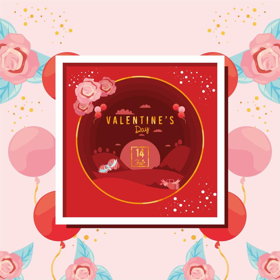 valentines day square card vector