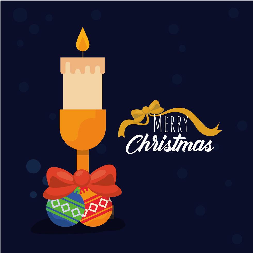 merry christmas candle card vector