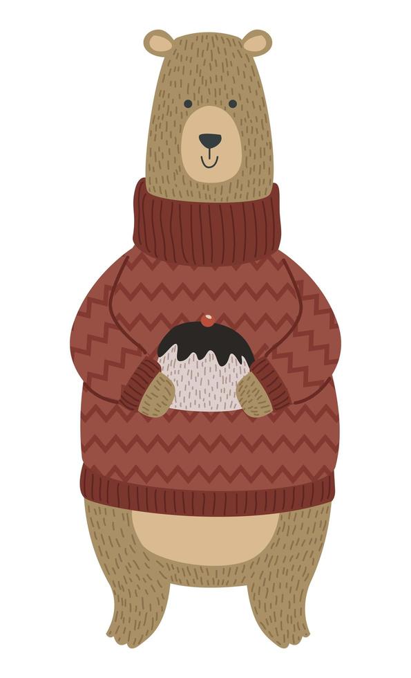 bear wearing winter clothes vector