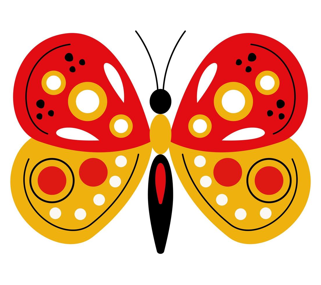 mariposa amarilla y roja vector