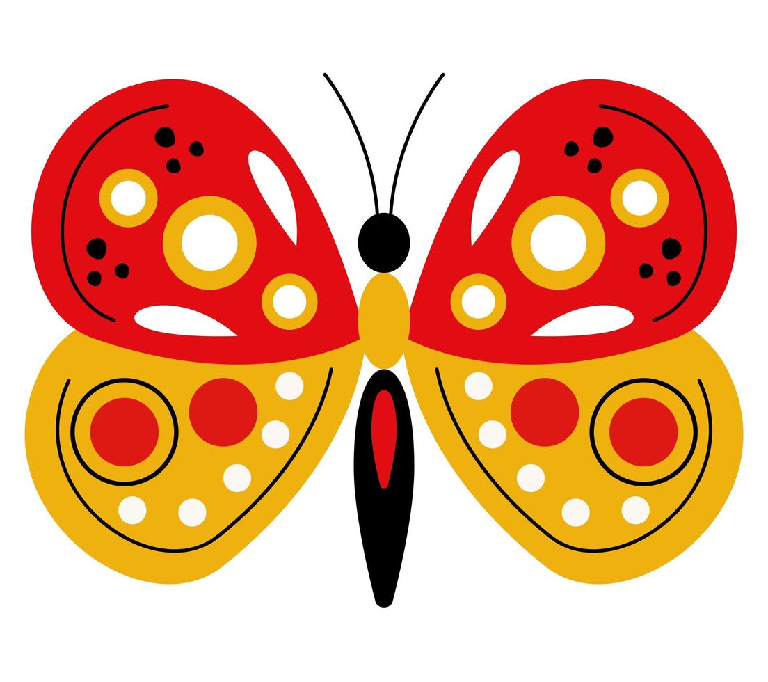 yellow and red butterfly vector