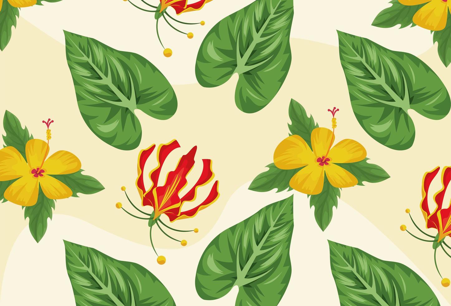 exotic tropical plants pattern vector