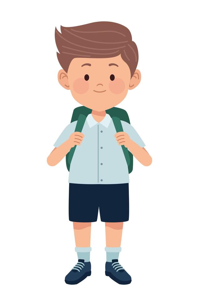 little schoolboy with bag vector