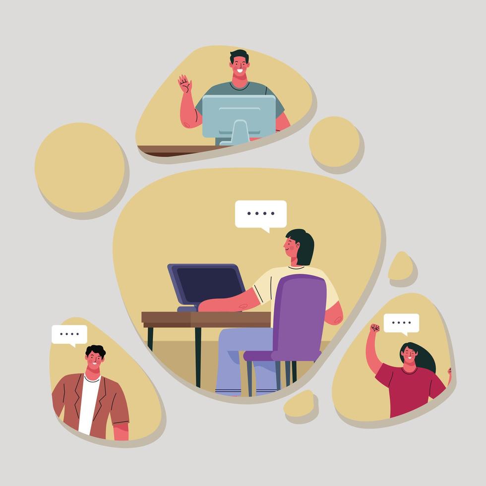 video conference of persons vector