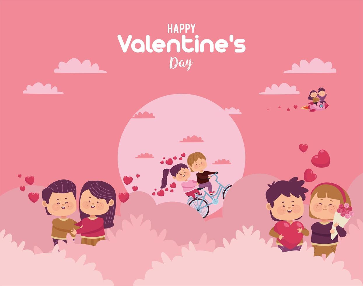 three couples valentines day vector