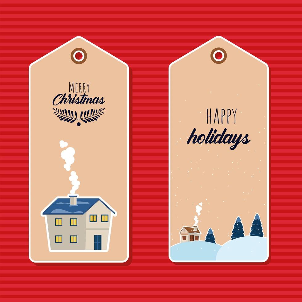 merry christmas two tags vector