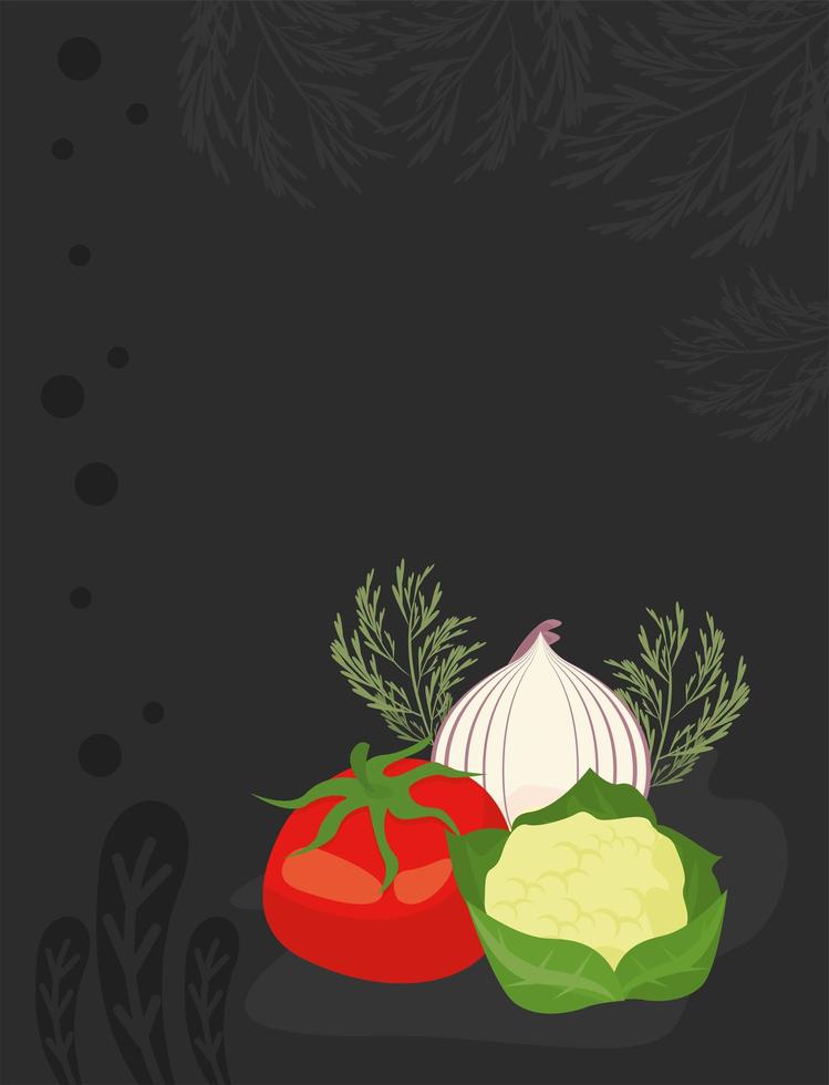 three fresh vegetables vector