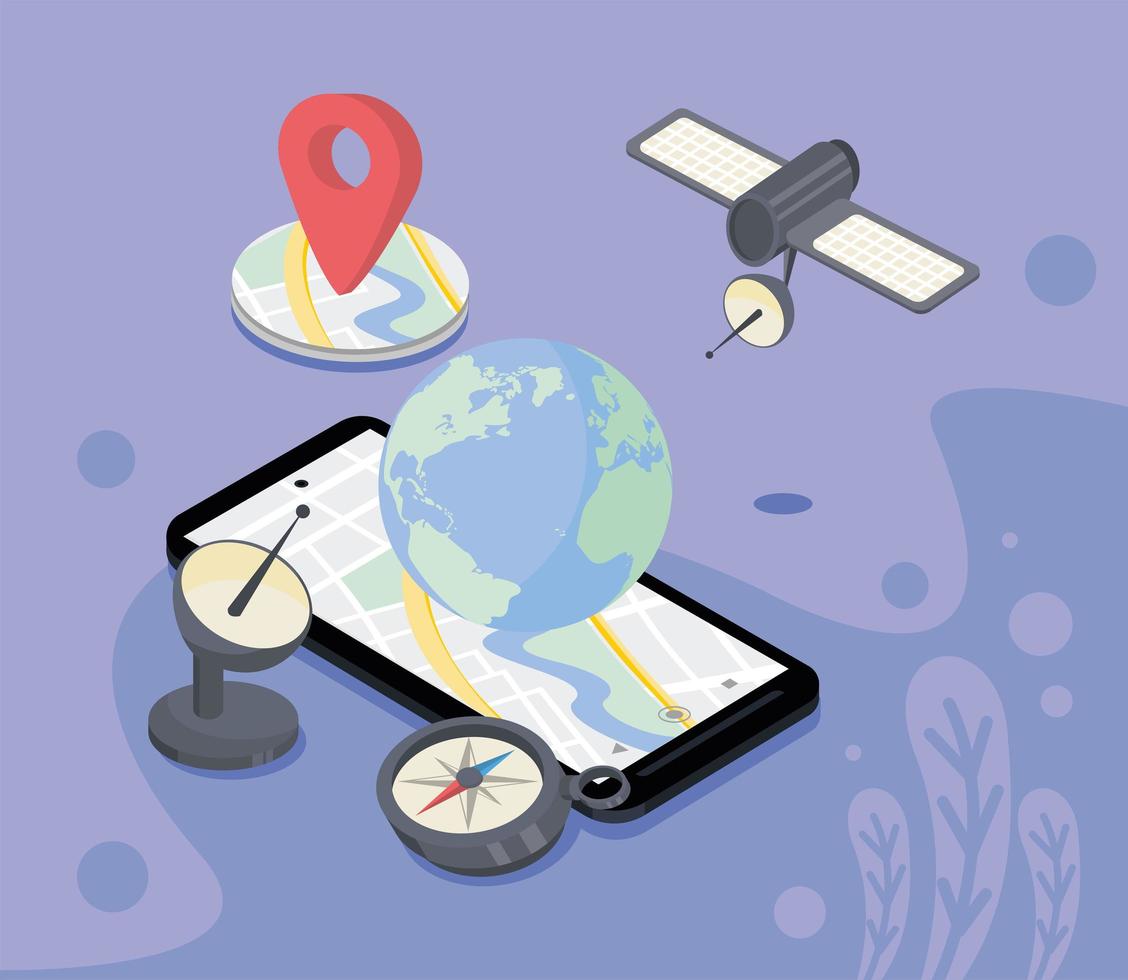 smartphone and gps service vector