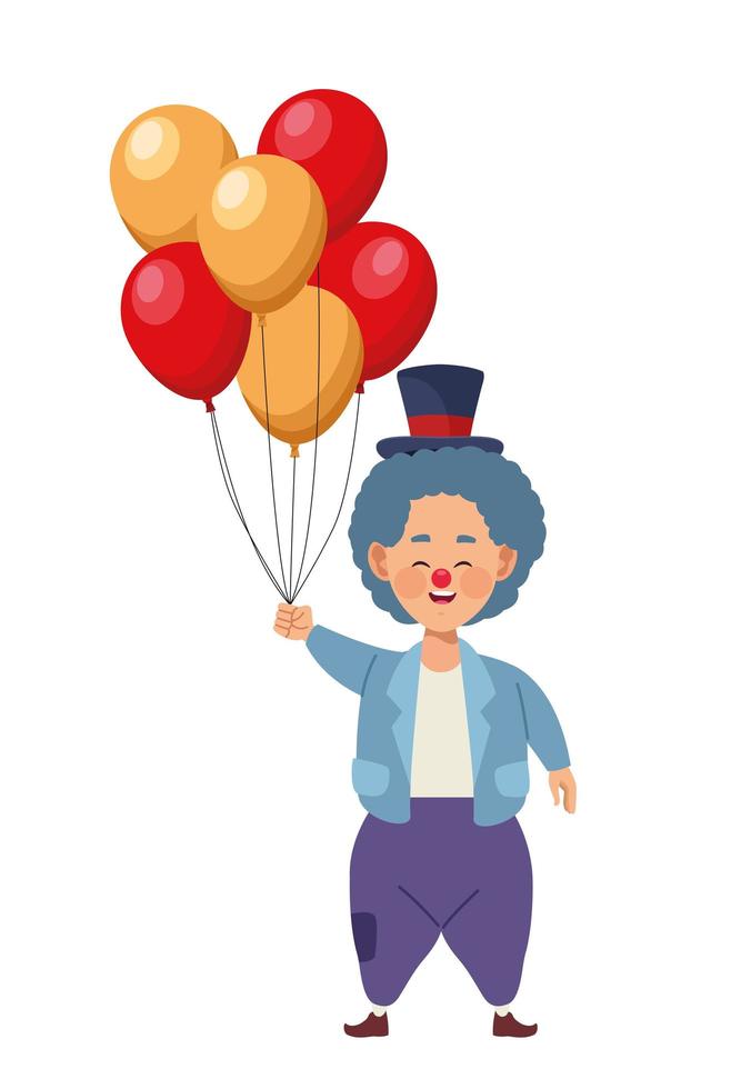 payaso con globos de helio vector