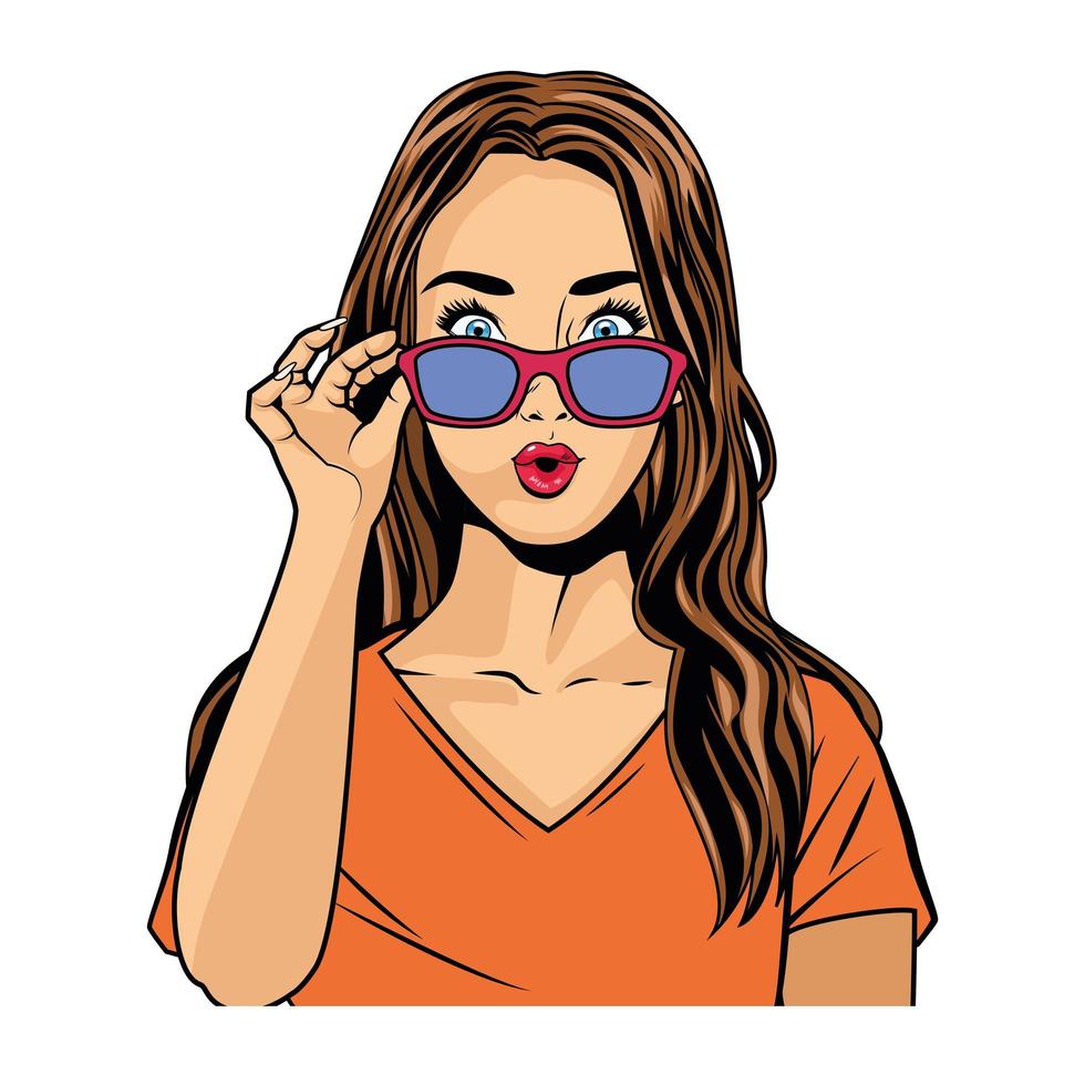 woman with sunglasses pop art 5407598 Vector Art at Vecteezy