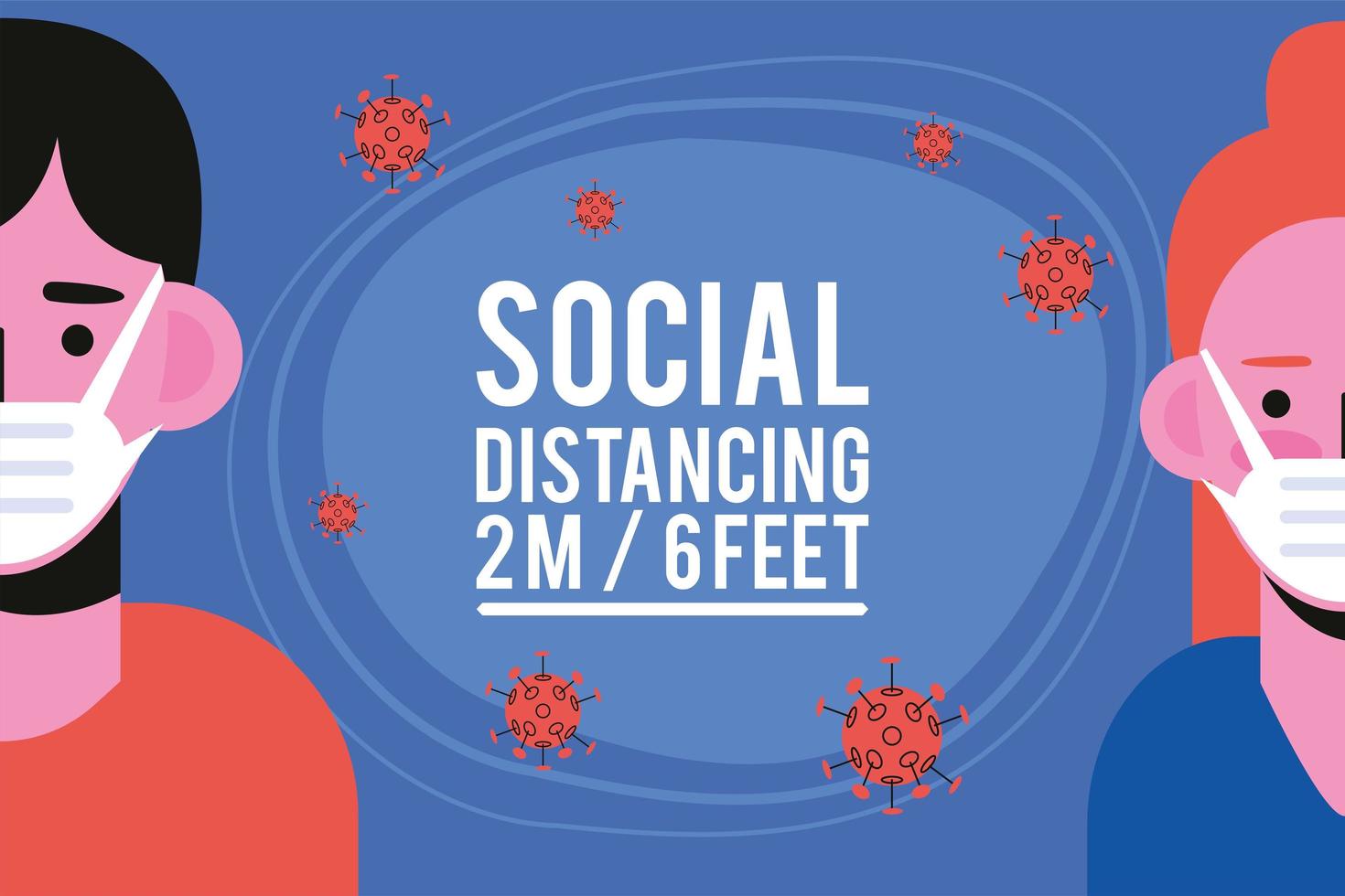 social distancing message vector