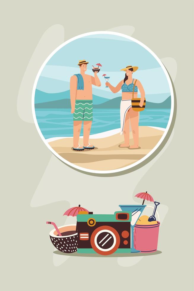 couple on the seascape vector