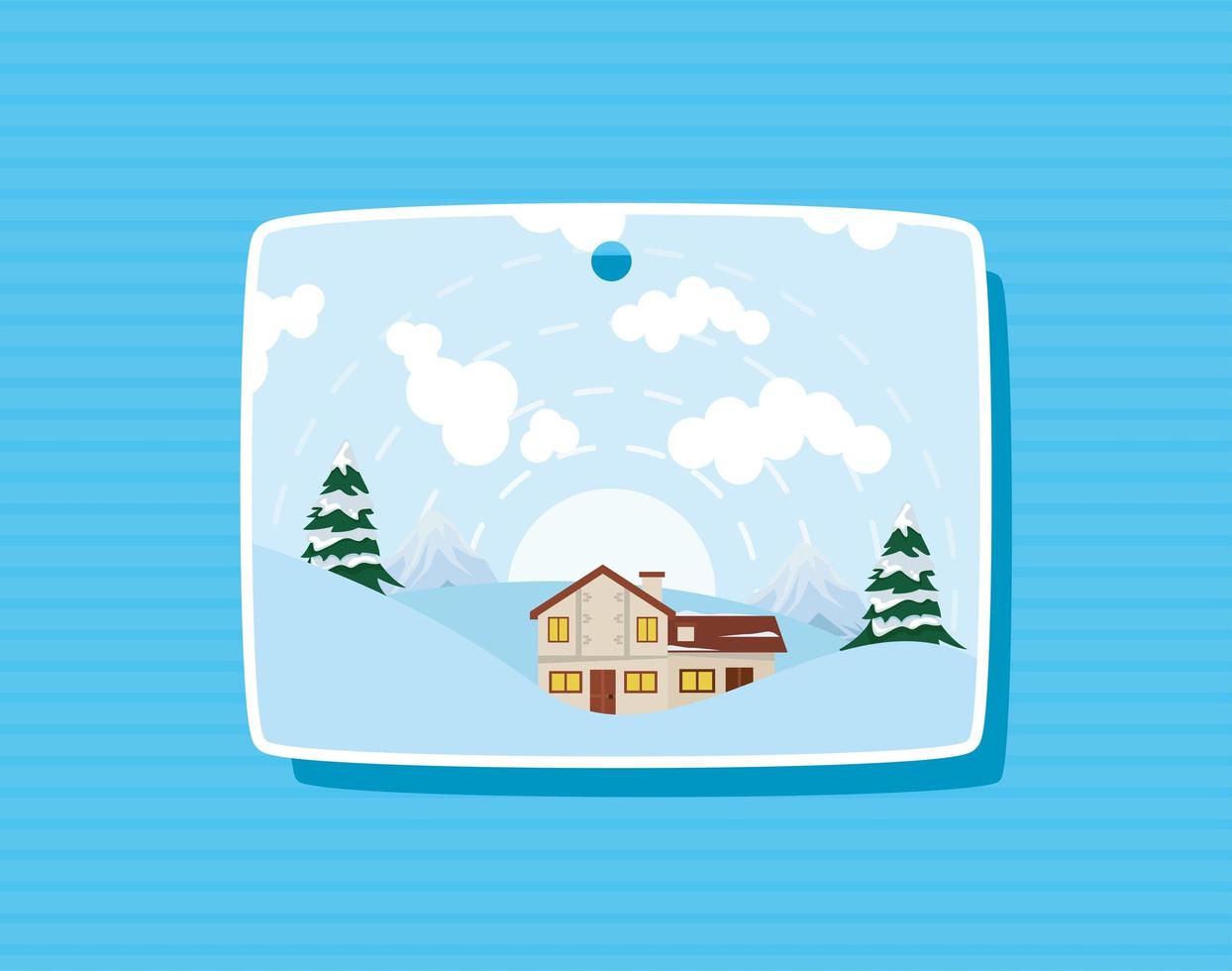 snowscape picture hanging vector