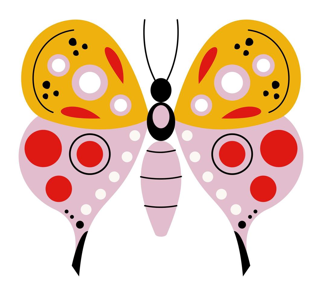 mariposa amarilla y rosa vector